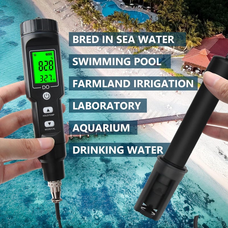 Rowyet Dissolved Oxygen Meter with ATC,Portable Dissolved Oxygen Test Kit Range 0.0-40mg/L,DO Meter with Electrode Filling Fluid,Water Test Kit for Swimming Pools,Aquarium,Fish Pond. - Image 3